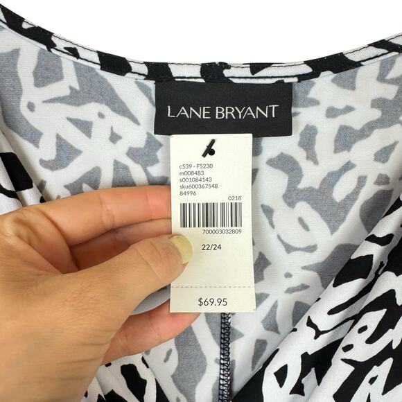 Lane Bryant NWT Black & White Print Jersey Knit Stretch Faux Wrap Maxi Dress - Picture 10 of 12
